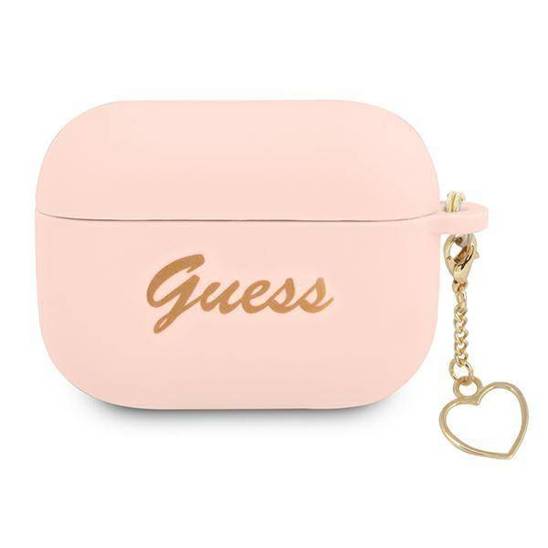 Original Case APPLE AIRPODS PRO Guess Silicone Charm Heart Collection (GUAPLSCHSP) pink