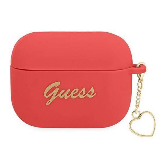 Original Case APPLE AIRPODS PRO Guess Silicone Charm Heart Collection (GUAPLSCHSR) red