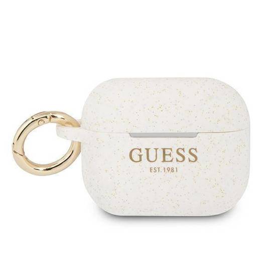 Original Case APPLE AIRPODS PRO Guess Silicone Glitter (GUAPSGGEH) white