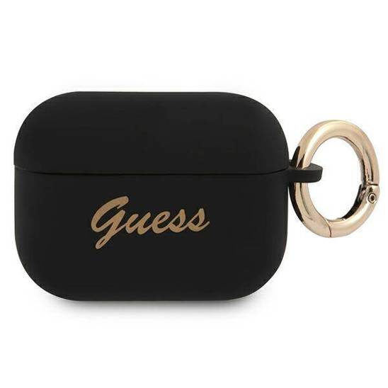 Original Case APPLE AIRPODS PRO Guess Silicone Vintage Script (GUAPSSSK) black