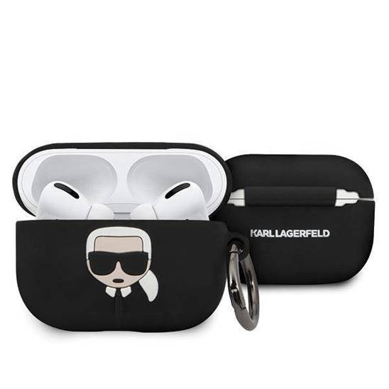 Original Case APPLE AIRPODS PRO Karl Lagerfeld Cover Silicone Ikonik (KLACAPSILGLBK) black