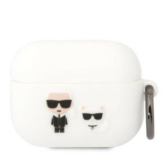 Original Case APPLE AIRPODS PRO Karl Lagerfeld Silicone Karl & Choupette (KLACAPSILKCW) white