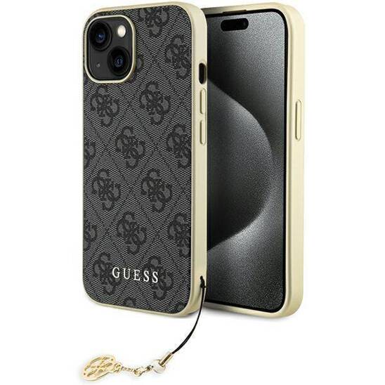 Original Case APPLE IPHONE 15 Guess Hardcase 4G Charms Collection (GUHCP15SGF4GGR) gray