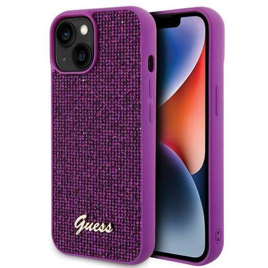 Original Case APPLE IPHONE 15 Guess Hardcase Disco Metal Script