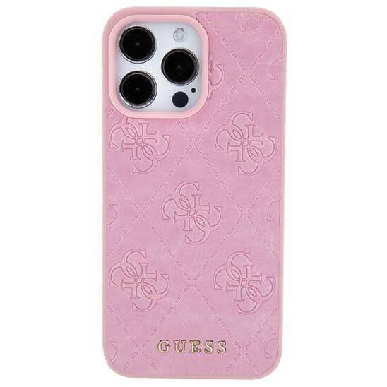 Original Case APPLE IPHONE 15 Guess Hardcase Leather 4G Stamped (GUHCP15SP4EPMP) pink