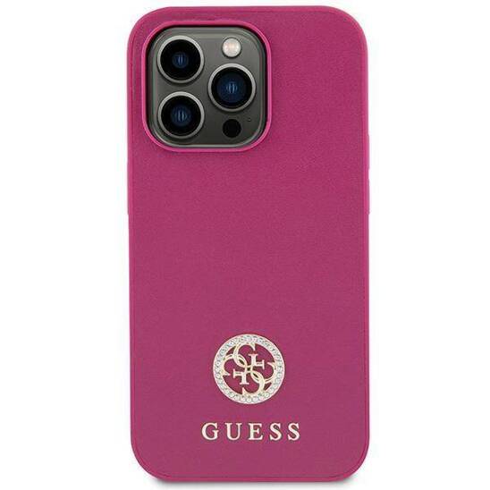 Original Case APPLE IPHONE 15 Guess Hardcase Strass Metal Logo (GUHCP15SPS4DGPP) pink