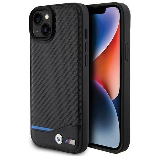 Original Case APPLE IPHONE 15 PLUS BMW Leather Carbon (BMHCP15M22NBCK) black