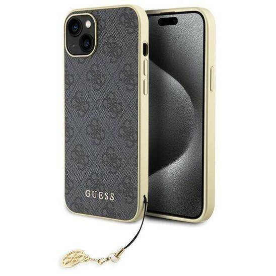 Original Case APPLE IPHONE 15 PLUS Guess Hardcase 4G Charms Collection (GUHCP15MGF4GGR) gray