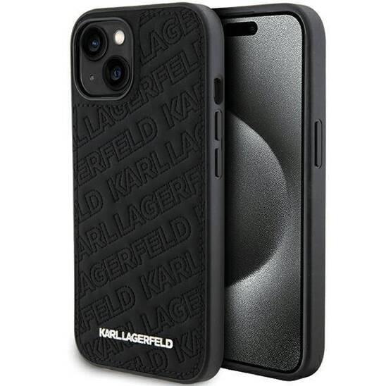 Original Case APPLE IPHONE 15 PLUS Karl Lagerfeld Hardcase Quilted K Pattern (KLHCP15MPQKPMK) black