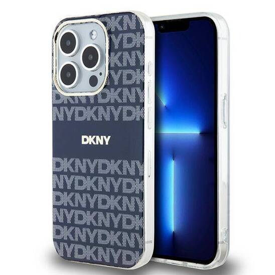 Original Case APPLE IPHONE 15 PRO DKNY Hardcase IML Mono & Stripe MagSafe (DKHMP15LHRHSEB) blue