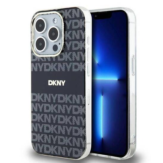 Original Case APPLE IPHONE 15 PRO DKNY Hardcase IML Mono & Stripe MagSafe (DKHMP15LHRHSEK) black