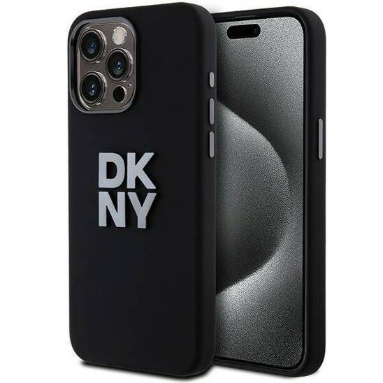 Original Case APPLE IPHONE 15 PRO DKNY Hardcase Liquid Silicone Metal Logo (DKHCP15LSMCBSK) black