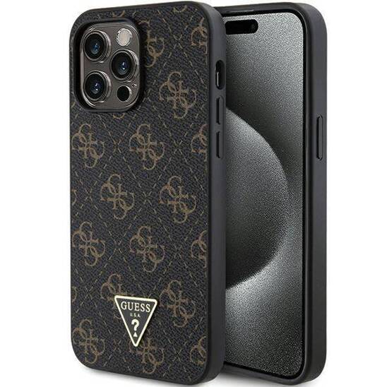 Original Case APPLE IPHONE 15 PRO Guess Hardcase 4G Triangle Metal Logo (GUHCP15LPG4GPK) black