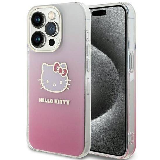Original Case APPLE IPHONE 15 PRO Hello Kitty Hardcase IML Gradient Electrop Kitty Head (HKHCP15LHDGKEP) pink