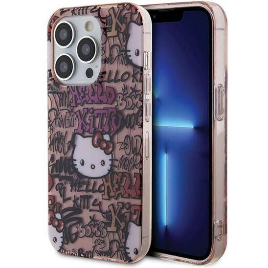 Original Case APPLE IPHONE 15 PRO Hello Kitty Hardcase IML Tags Graffiti (HKHCP15LHDGPTP) pink