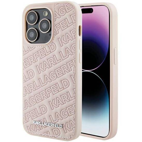 Original Case APPLE IPHONE 15 PRO Karl Lagerfeld Hardcase Quilted K Pattern (KLHCP15LPQKPMP) pink