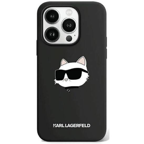 Original Case APPLE IPHONE 15 PRO Karl Lagerfeld Hardcase Silicone Choupette Head MagSafe (KLHMP15LSCHPPLK)