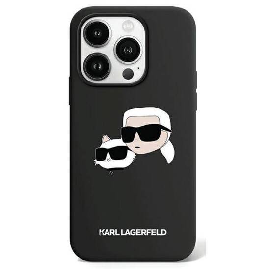 Original Case APPLE IPHONE 15 PRO Karl Lagerfeld Hardcase Silicone Karl & Choupette Magsafe (KLHMP15LSKCHPPLK) black