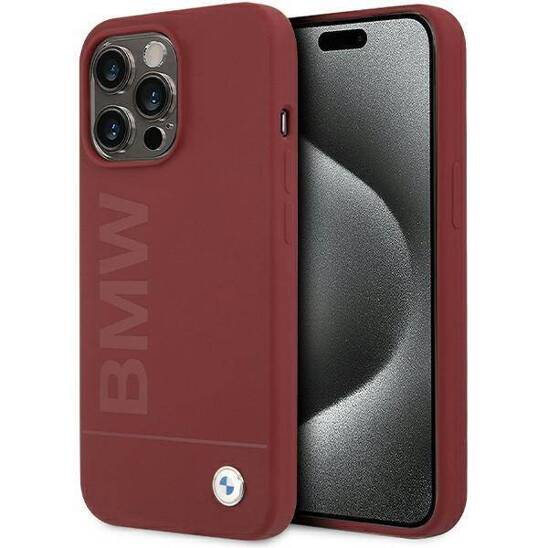 Original Case APPLE IPHONE 15 PRO MAX BMW Hardcase Silicone Big Logo MagSafe (BMHMP15XSLBLRE) red