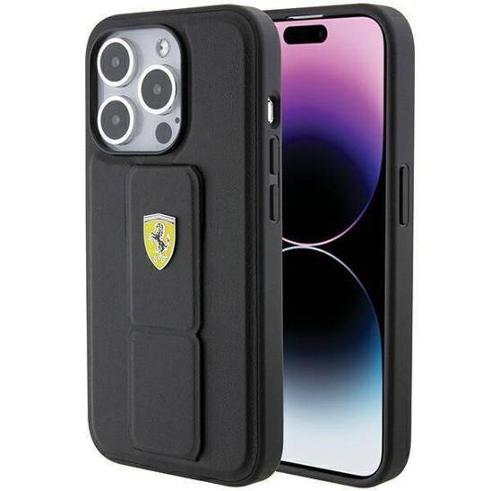 Original Case APPLE IPHONE 15 PRO MAX Ferrari Hardcase Grip Stand (FEHCP15XGSPSIK) black