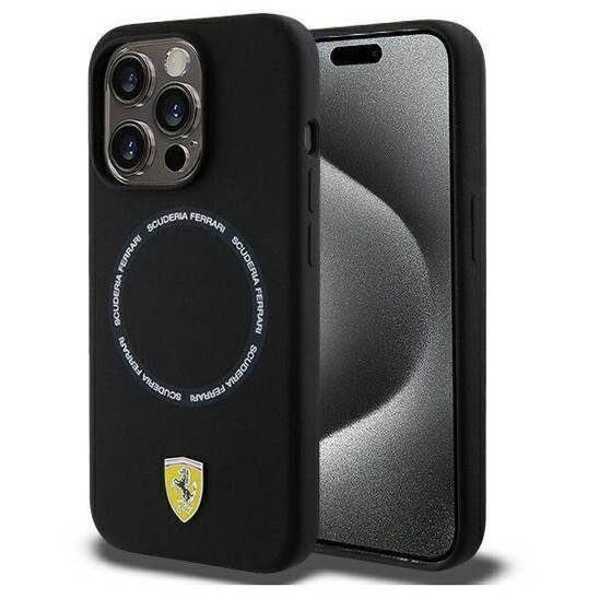 Original Case APPLE IPHONE 15 PRO MAX Ferrari Hardcase Printed Ring MagSafe (FEHMP15XSBAK) black