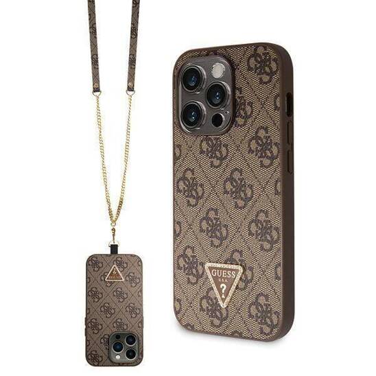 Original Case APPLE IPHONE 15 PRO MAX Guess Hardcase Crossbody 4G Metal Logo (GUHCP15XP4TDSCPW) brown