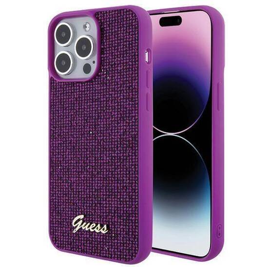 Original Case APPLE IPHONE 15 PRO MAX Guess Hardcase Disco Metal Script