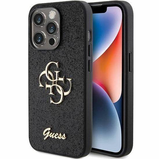 Original Case APPLE IPHONE 15 PRO MAX Guess Hardcase Glitter Script Big 4G (GUHCP15XHG4SGK) black