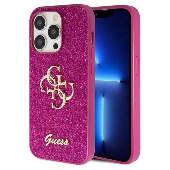 Original Case APPLE IPHONE 15 PRO MAX Guess Hardcase Glitter Script Big 4G (GUHCP15XHG4SGU) purple