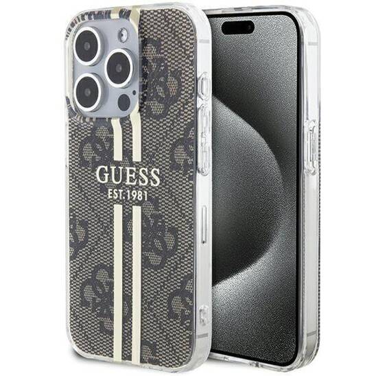 Original Case APPLE IPHONE 15 PRO MAX Guess Hardcase IML 4G Gold Stripe (GUHCP15XH4PSEGW) brown