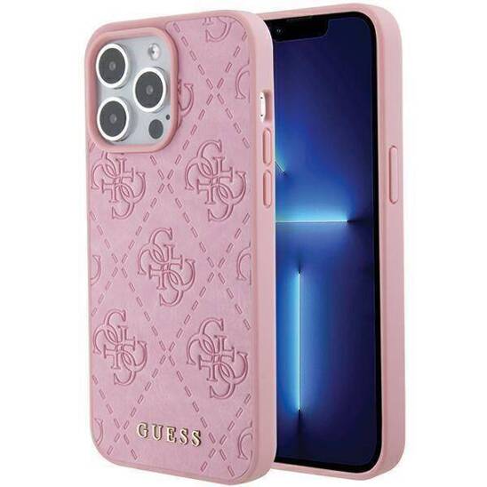 Original Case APPLE IPHONE 15 PRO MAX Guess Hardcase Leather 4G Stamped (GUHCP15XP4EPMP) pink