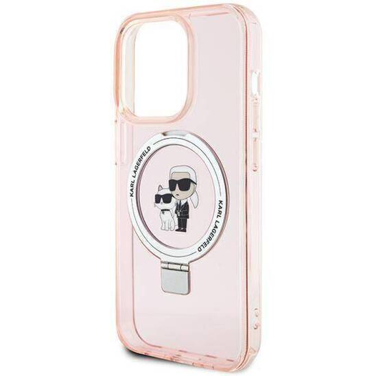 Original Case APPLE IPHONE 15 PRO MAX Karl Lagerfeld Hardcase Ring Stand Karl&Choupettte MagSafe (KLHMP15XHMRSKCP) pink