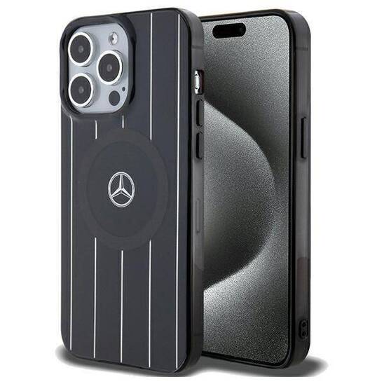 Original Case APPLE IPHONE 15 PRO MAX Mercedes Hardcase Double Layer Crossed Lines MagSafe (MEHMP15X23HRSK) black