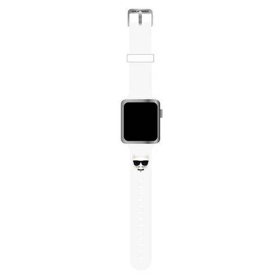 Original Case APPLE WATCH 38 / 40 / 41 MM Karl Lagerfeld Strap Silicone Choupette Heads (KLAWMSLCW) white