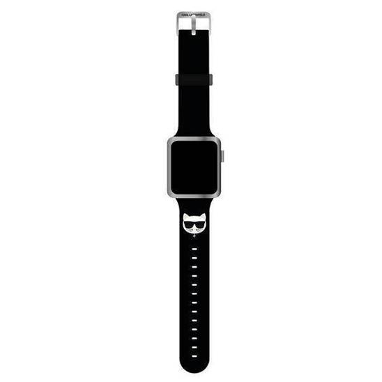 Original Case APPLE WATCH 42 / 44 / 45 MM Karl Lagerfeld Strap Silicone Choupette Heads (KLAWLSLCK) black