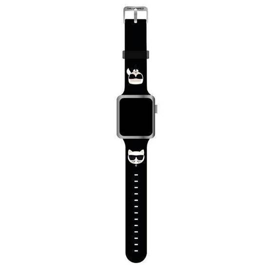 Original Case APPLE WATCH 42 / 44 / 45 MM Karl Lagerfeld Strap Silicone Karl & Choupette Heads (KLAWLSLCKK) black