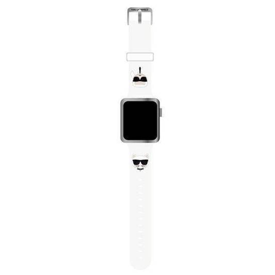 Original Case APPLE WATCH 42 / 44 / 45 MM Karl Lagerfeld Strap Silicone Karl & Choupette Heads (KLAWLSLCKW) white