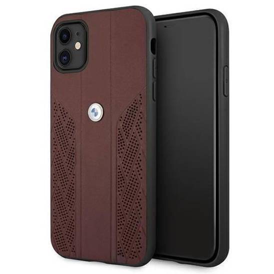 Original Case IPHONE 11 BMW Hardcase Leather Curve Perforate (BMHCN61RSPPR) red