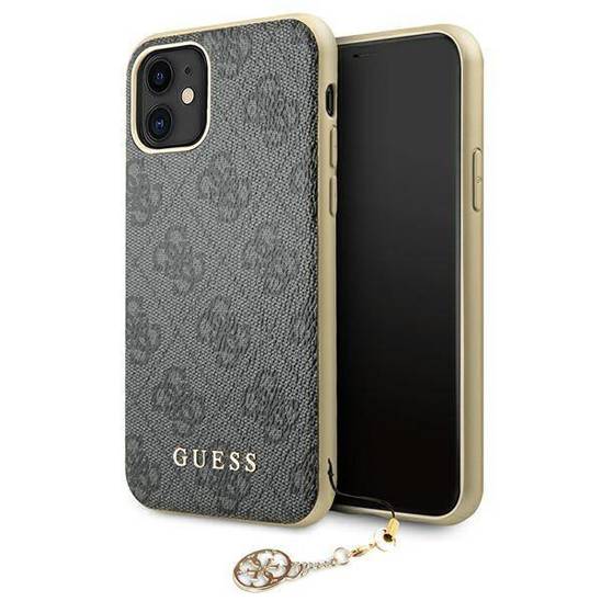 Original Case IPHONE 11 Guess Hard Case 4G Charms Collection (GUHCN61GF4GGR) gray