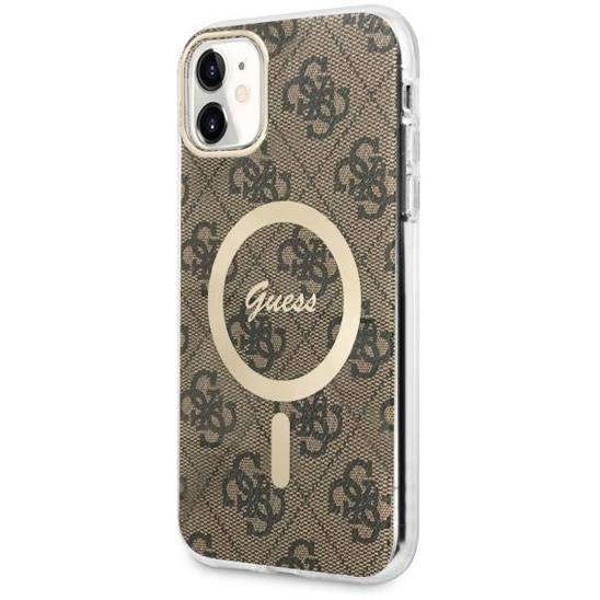 Original Case IPHONE 11 Guess Hardcase 4G MagSafe (GUHMN61H4STW) brown