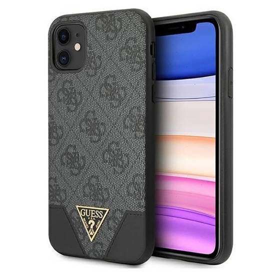 Original Case IPHONE 11 Guess Hardcase 4G Triangle Collection GUHCN61PU4GHBK gray