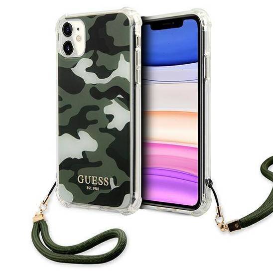 Original Case IPHONE 11 Guess Hardcase Camo Collection (GUHCN61KSARKA) green