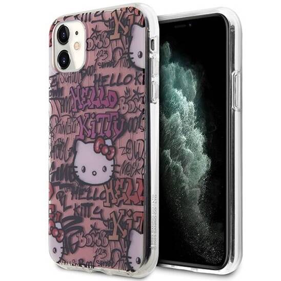 Original Case IPHONE 11 Hello Kitty Hardcase IML Tags Graffiti (HKHCN61HDGPTP) pink