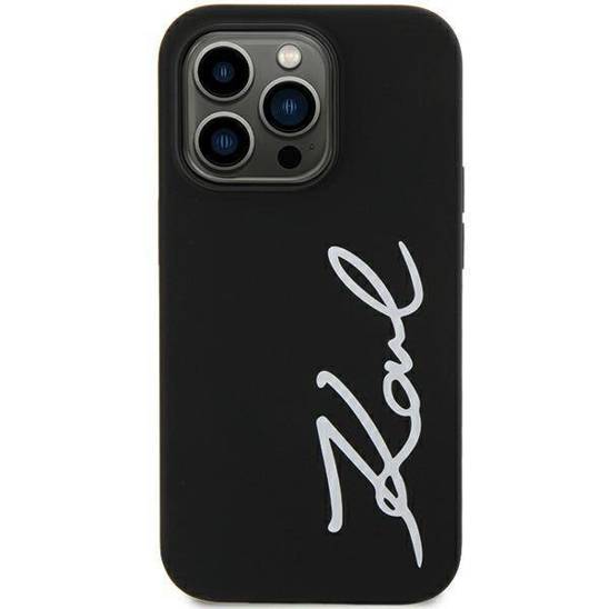 Original Case IPHONE 11 Karl Lagerfeld Hardcase Silicone Signature (KLHCN61SKSVGK) black