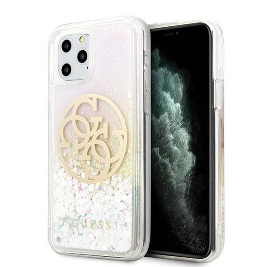 Original Case IPHONE 11 PRO Guess Hard Case Gradient Liquid Glitter Circle Logo (GUHCN58LGIRGP) silver & gold