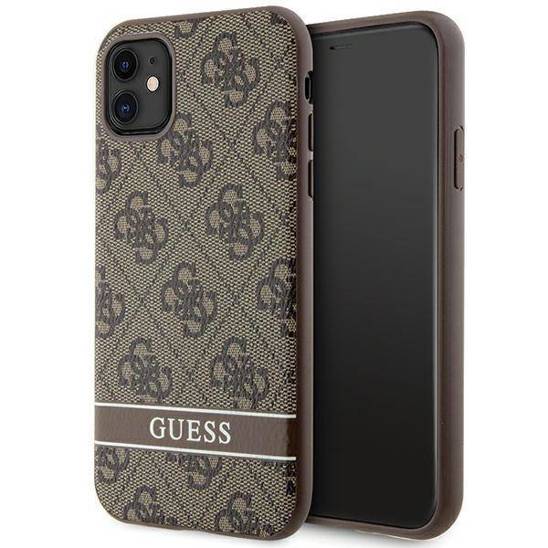 Original Case IPHONE 11 / XR Guess Hardcase 4G Stripe (GUHCN61P4SNW) brown