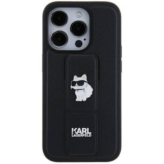 Original Case IPHONE 11 / XR Karl Lagerfeld Hardcase Gripstand Saffiano Choupette Pins (KLHCN61GSACHPK) black