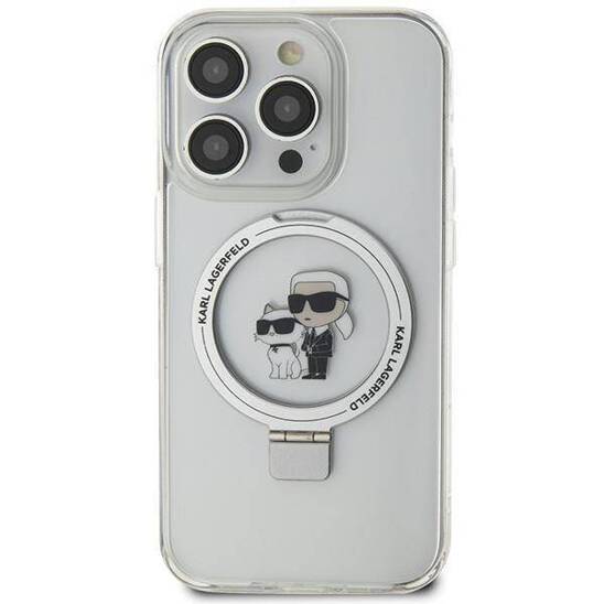 Original Case IPHONE 11 / XR Karl Lagerfeld Hardcase Ring Stand Karl&Choupettte MagSafe (Klhmn61hmrskch) white