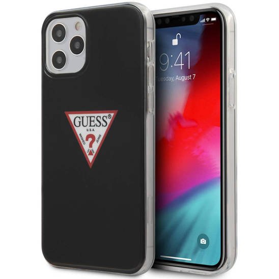 Original Case IPHONE 12 / 12 PRO 6,1" Guess Hardcase Triangle Collection GUHCP12MPCUCTLBK black