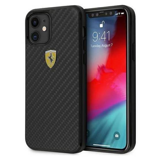 Original Case IPHONE 12 MINI Ferrari Hardcase On Track Real Carbon (FERCAHCP12SBK) black